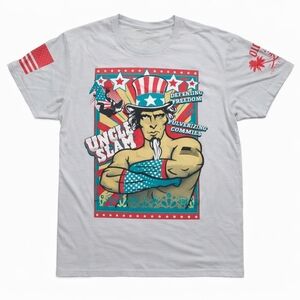Grunt Style Uncle Slam Patriotic Wrestling Graphic T-Shirt Men’s Large Blue